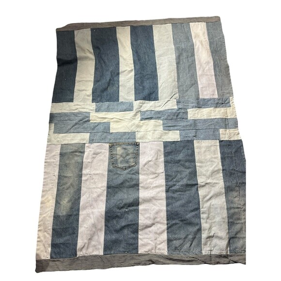 Vtg Levi Blanket Patchwork Jeans Blanket Upcycled Custom ONE OF A KIND - Picture 2 of 16